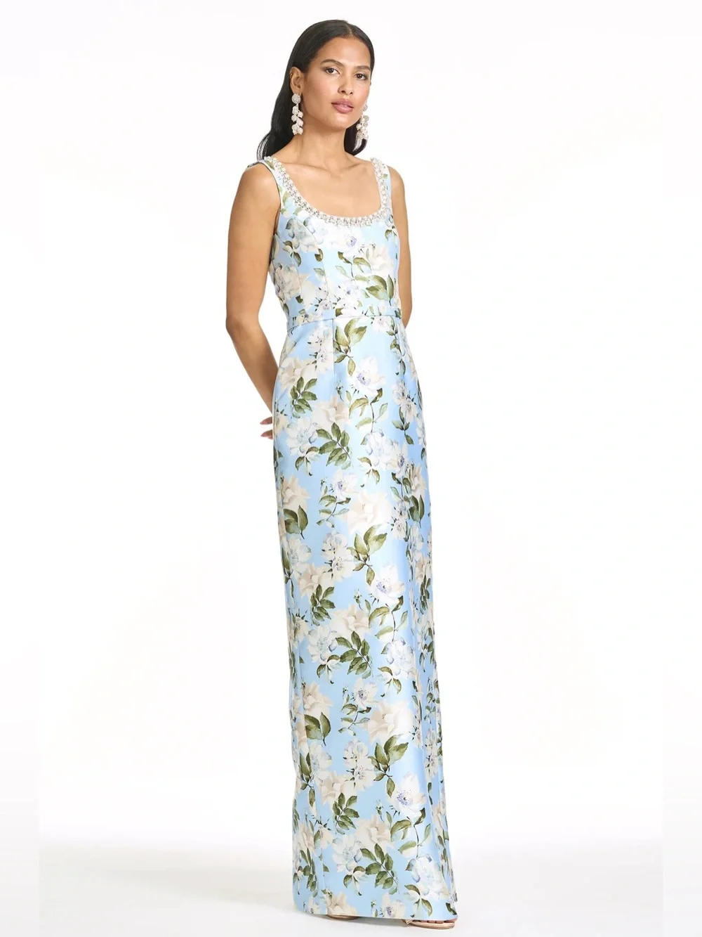 Sachin + Babi Lana Floral Gown in Sky Camellia